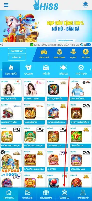 Quay trở lại trang Hi88 và liên hệ CSKH để gửi code khuyến mãi độc quyền